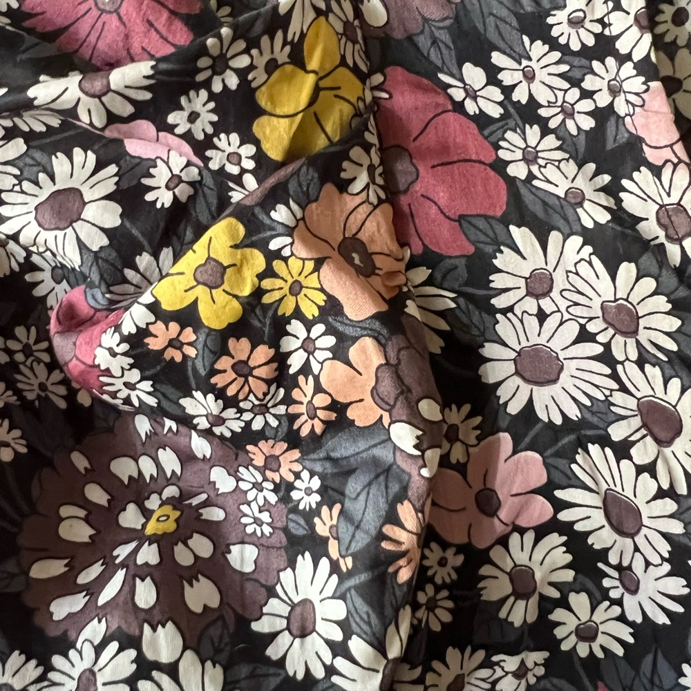 Sea New York Black Floral Dress Puff Sleeveeve Midi Length. Tiered skirt. Small. - Picture 3 of 6